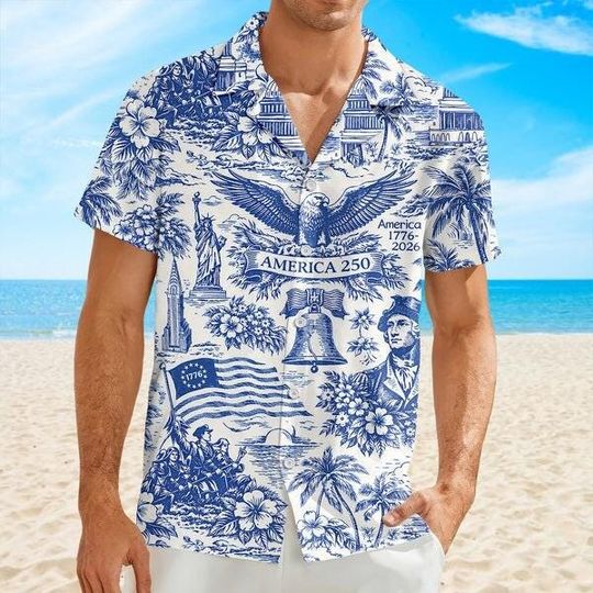 Discover Hawaiian 250th America Anniversary Shirt, Patriotic Military Hawaiian Shirt, US 250 Years,We The People,Independence Day, Patriotic USA Flag