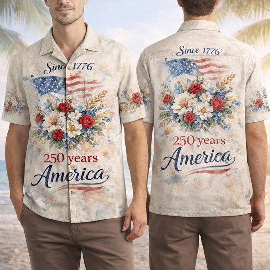 Discover 250th Anniversary America Hawaiian Shirt, 250 Years USA Independence Day Shirt, 1776-2026 Semiquincentennial, 4th Of July Patriotic Gift 34