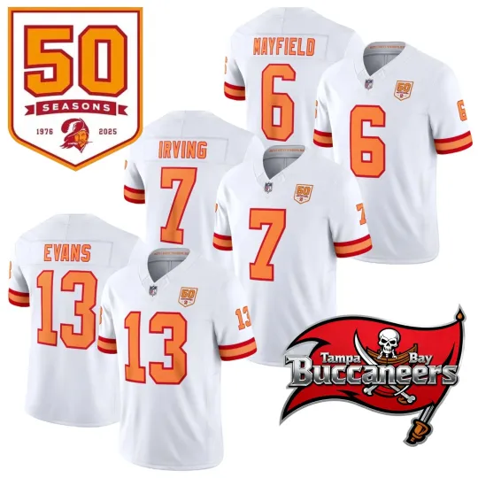 Discover Men's '76 Buccanerrss White 50th Season Game Jersey All Stitched Jersey