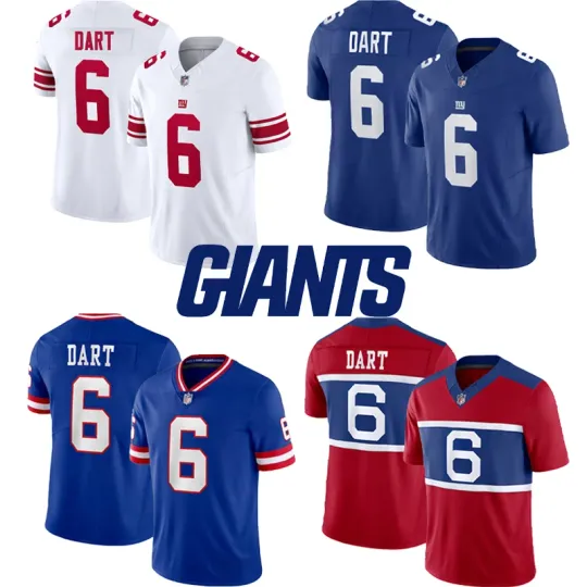 Discover Men's Giantss Jaxson Dart #6 All Stitched Player Jersey /White/Red S-3XL