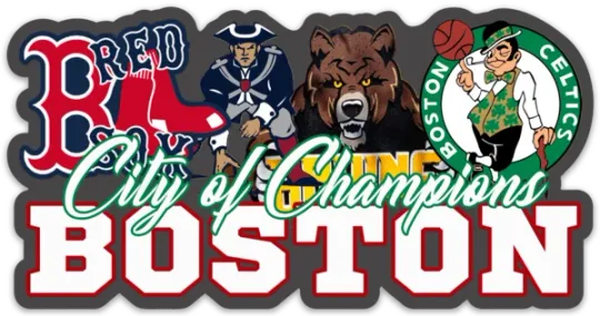 Boston Red Sox Patriots Bruins Celtics Mascot Collage  Magnet