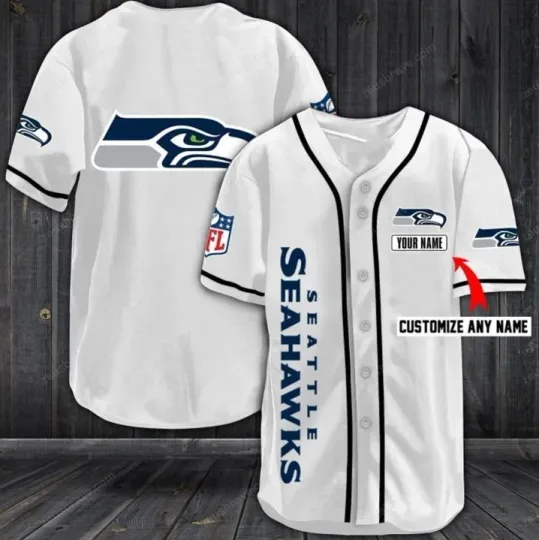 Personalized Unisex Seattle Seahawks football Print Baseball Jersey