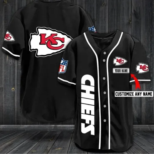 Personalized Unisex Kansas City Chiefs Print Baseball Jersey