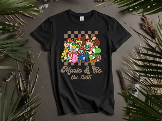 Discover Mario Go Est 1985 Characters Costume Custom T-Shirts for Men, Women, and Kids - Sizes S to 5XL | Ladies' T-Shirts Available I45