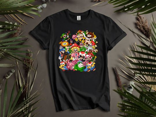 Discover Super Mario All Characters Funny Homage Costume Custom T-Shirts for Men, Women, and Kids - Sizes S to 5XL | Ladies' T-Shirts Available I57