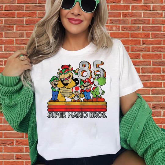 Discover Super Mario Bros. 85 Famous Video Game Characters Tshirt | Unisex Adult Tee | Hoodie Sweatshirt | Premium DTF Print | Kids Option | O177