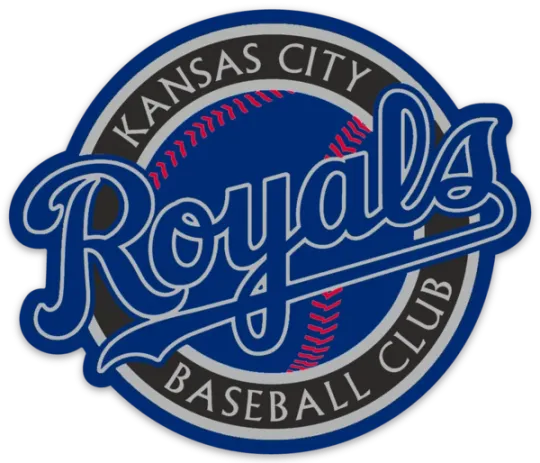 Discover Kansas City Royals Name Monogram Logo Type w/ MLB Baseball Die-Cut MAGNET