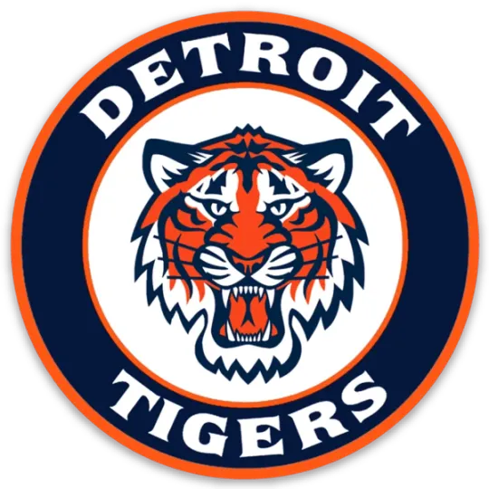 Discover Detroit Tigers Logo Type with Tiger Mascot MLB Baseball Die-Cut Round MAGNET