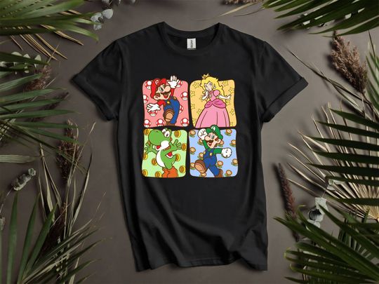 Super Mario All Characters Funny Homage Costume T-Shirt
