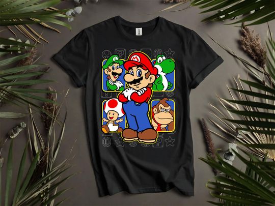 Super Mario Luigi Toad Game Characters T-Shirt