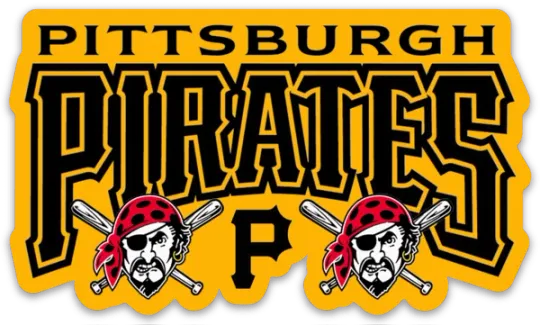 Discover Pittsburgh Pirates Logo Type w/ Dual Pirates MLB Baseball Die-Cut MAGNET