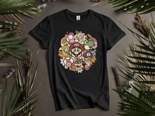 Discover Super Mario All Characters Flowers Costume Custom T-Shirts for Men, Women, and Kids - Sizes S to 5XL | Ladies' T-Shirts Available I55