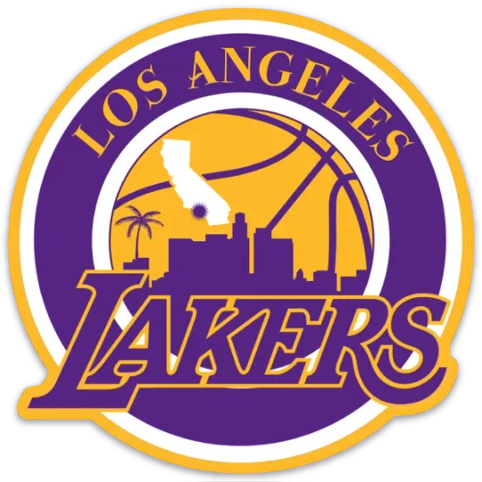 Discover Los Angeles Lakers Classic Logo Type LA Basketball City scene Die-cut MAGNET