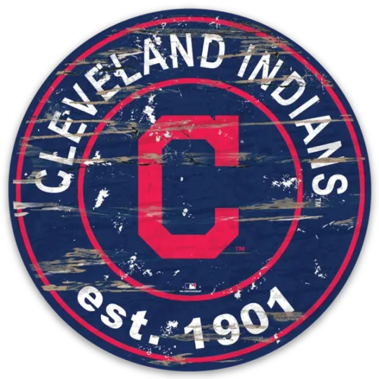 Discover Cleveland Indians Distresed C Monogram est.1901 logo type Die-cut round MAGNET