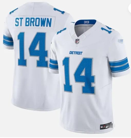 Men's Lionss #14 Amon-Ra St. Brown White Vapor F.U.S.E. Limited Jersey