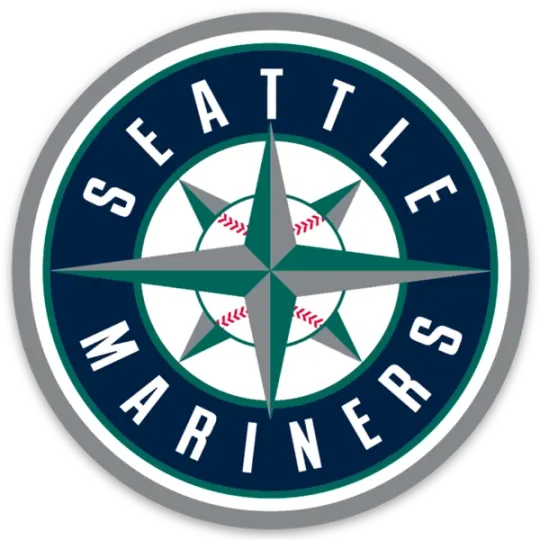 Discover Seattle Mariners Monogram Shining Star Logo Type MLB Die-Cut Round MAGNET 2