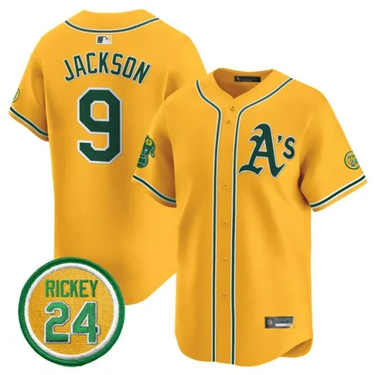 Discover Men's Reggies Jackson #9  With Rickey Henderson Patch Stitched Jersey