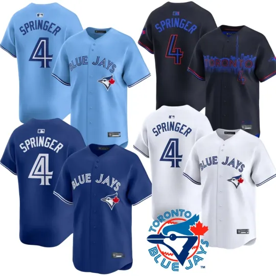 Discover Men's Blue Jays George #4 Springer 2025 World Series All Stitched Jersey