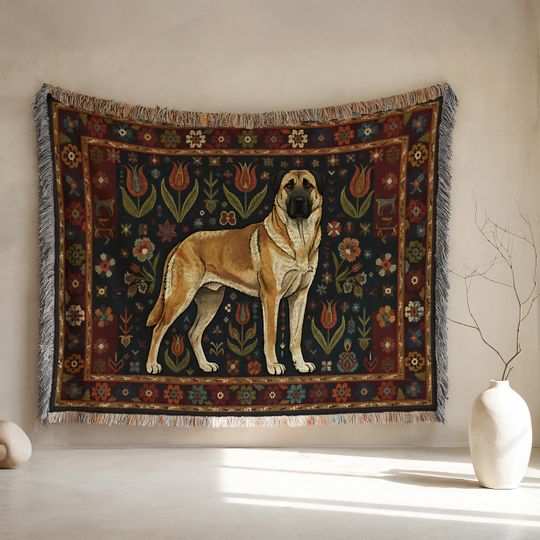 Discover Anatolian Shepherd Dog Woven Blanket | Vintage Floral Rug Pattern