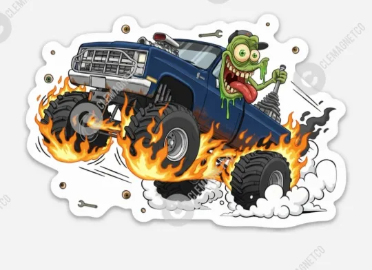 Discover Mudder Truck Magnet - Ratfink Style Zombie Hot Rod