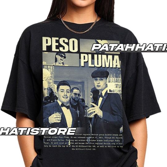 Discover Peso Pluma Ella Baila Sola Retro Shirt, Peso Pluma World Tour 2023, Country Music, Pop Music Fan Shirt, Gift for Men and Women Unisex Tshirt