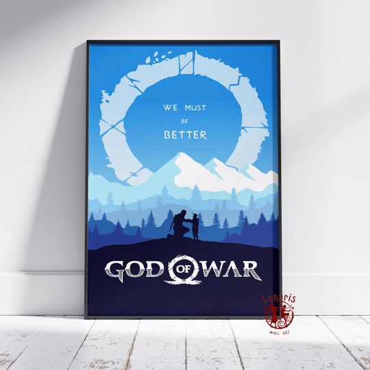 God of War Poster | Kratos Wall Art | Unframed Canvas Print | Gift Game Poster