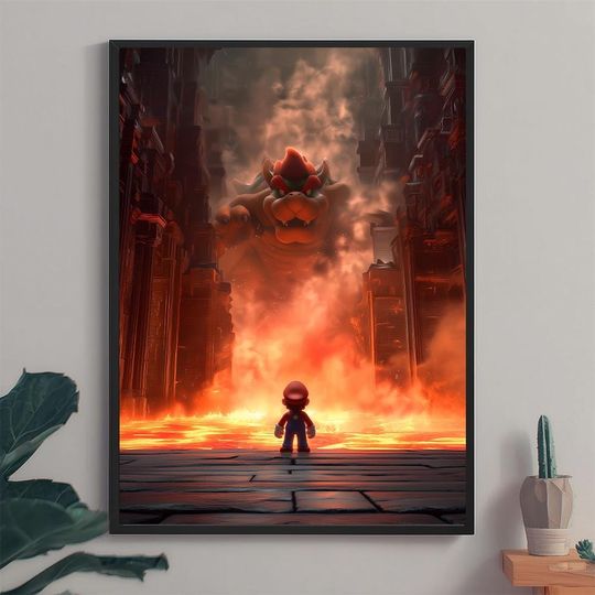 Discover Mario vs Bowser Lava Castle Print: Nintendo Gamer Wall Art (Digital Download)
