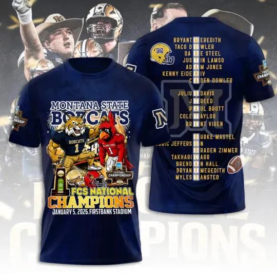 Discover Montanaa State Bobcat Football 2025 National Champions 3D Shirt