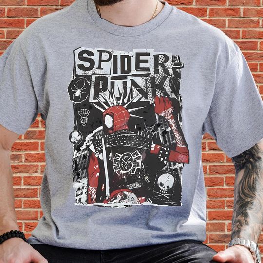 Discover Spiderman Punk Unisex T-Shirt Hoodie Sweatshirt Romper | Premium DTF Print | Vintage & Aesthetic Styles | N419