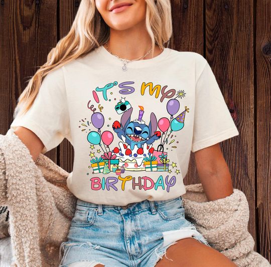 Discover Disney Stitch Birthday Unisex T-Shirt Hoodie Sweatshirt Romper | Premium DTF Print | Vintage & Aesthetic Styles | N125