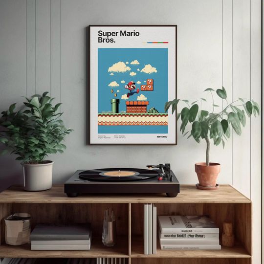 Discover Super Mario Bros Poster for Gaming Room Decor: Vintage Video Game Print