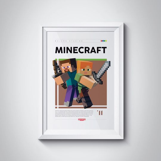 Minecraft Poster, Video Games Print, Gaming Room Poster, Classic Arcade Game Illustration, Gaming Wall Poster, Video Games Poster