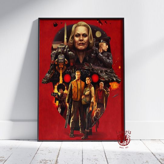 Discover Wolfenstein Poster | B.J. Blazkowicz Wall Art | Unframed Canvas Print | Gift Game Poster