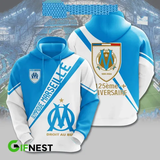 Discover Olympique de Marseille 125th Anniversary 2024 Hoodie