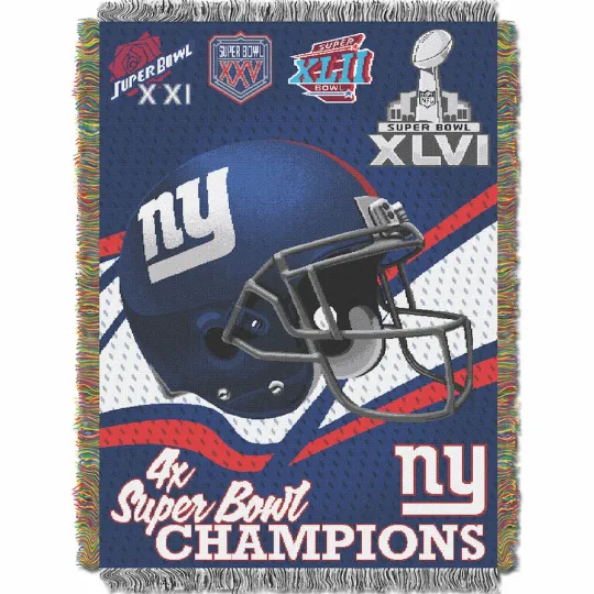 New York Giants football Super Bowl Tapestry Throw Woven Blanket Wall Hanging 48"x60"