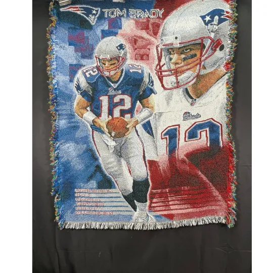 New England Patriots Tom Brady Woven Tapestry Throw Blanket Northwest, football