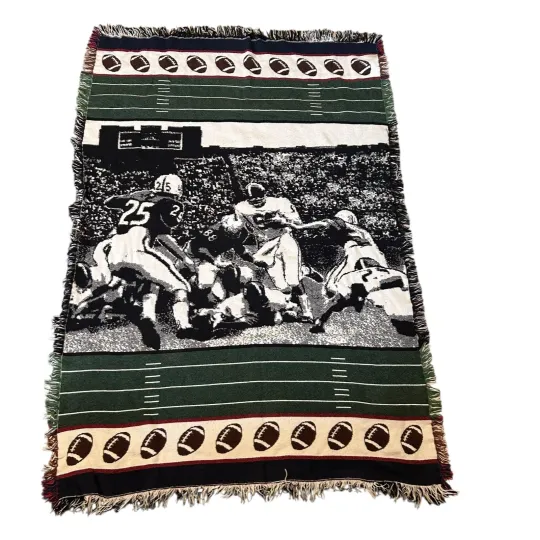 Discover Vintage Football Tapestry Throw Blanket 48x70 Green White football Sports Collector