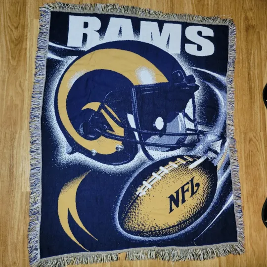 Discover Vintage Northwest Company Rams Football Woven Throw Blanket USA 45”X 57" football
