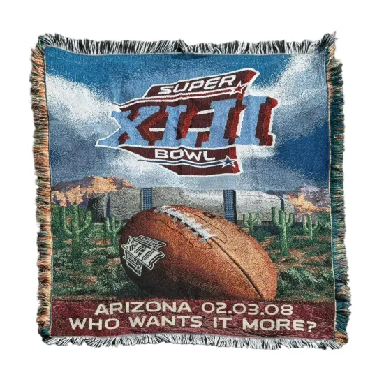 Super Bowl XLII Arizonna Woven Throw Blanket 02.03.08 football Tapestry - 48" X 60"