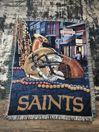Discover Vintage football Woven Tapestry Throw Blanket New Oreans Saints 60x48 Mardi Gras Jazz