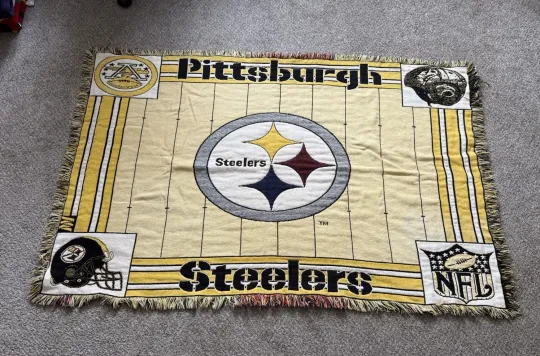 Discover Vintage 90’s Pittsburgh Steeler Tapestry Throw football Knit Woven 66x43