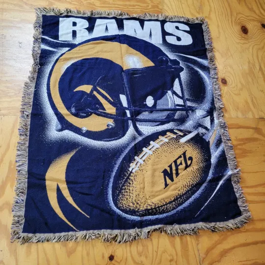 Discover VTG Northwest Company LA StL Rams Football Woven Throw Blanket USA 45”X 57" football