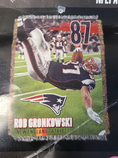 New England Patriots Woven Tapestry Throw 48” x 60" Rob Gronkowski
