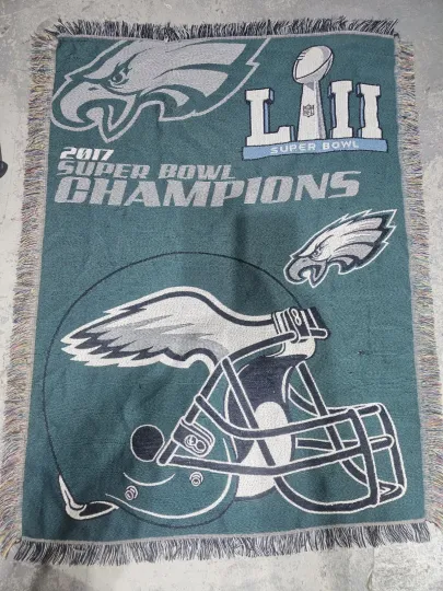 Philadelphia Eagles Woven Throw Rug Blanket football Football 2017 Superbowl Champion