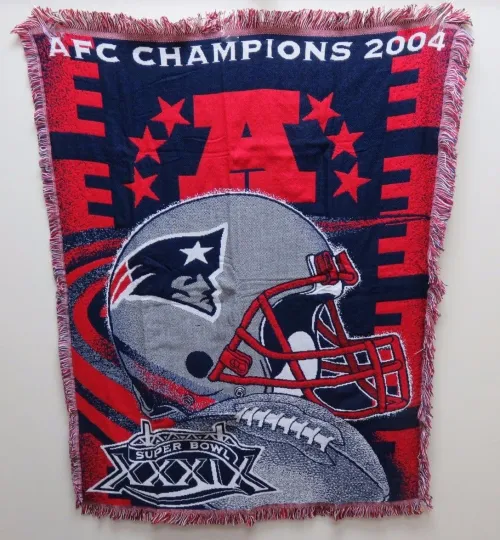 2004 AFC Champions New England Patriots 48 x 60 in Woven Tapestry Throw Blanket