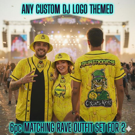 Discover Custom DJ Logo Matching Festival Outfits: Any Artist-Themed Rave Outfit for Couples, Festie Besties, Groups, Men, Women