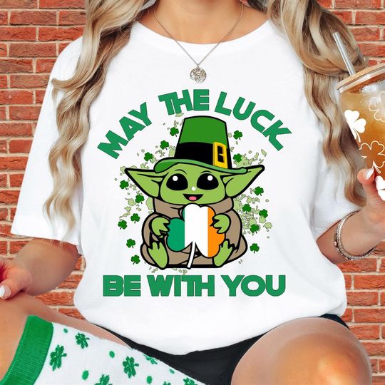 Discover Disney St Patrick Baby Yoda Unisex T-Shirt Hoodie Sweatshirt Romper | Premium DTF Print | Vintage & Aesthetic Styles | N118