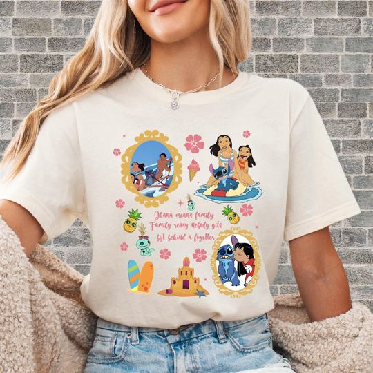 Discover Disney Stitch Family Unisex T-Shirt Hoodie Sweatshirt Romper | Premium DTF Print | Vintage & Aesthetic Styles | N129