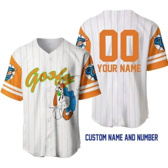 Discover Personalized Custom Name And Number Goofy Friend Disney Baseball Jersey