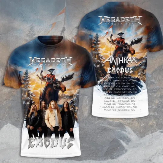 Discover New Megadeth Band On New Tour 2026 Gift For Fans S to 5XL 3D Shirt SG584